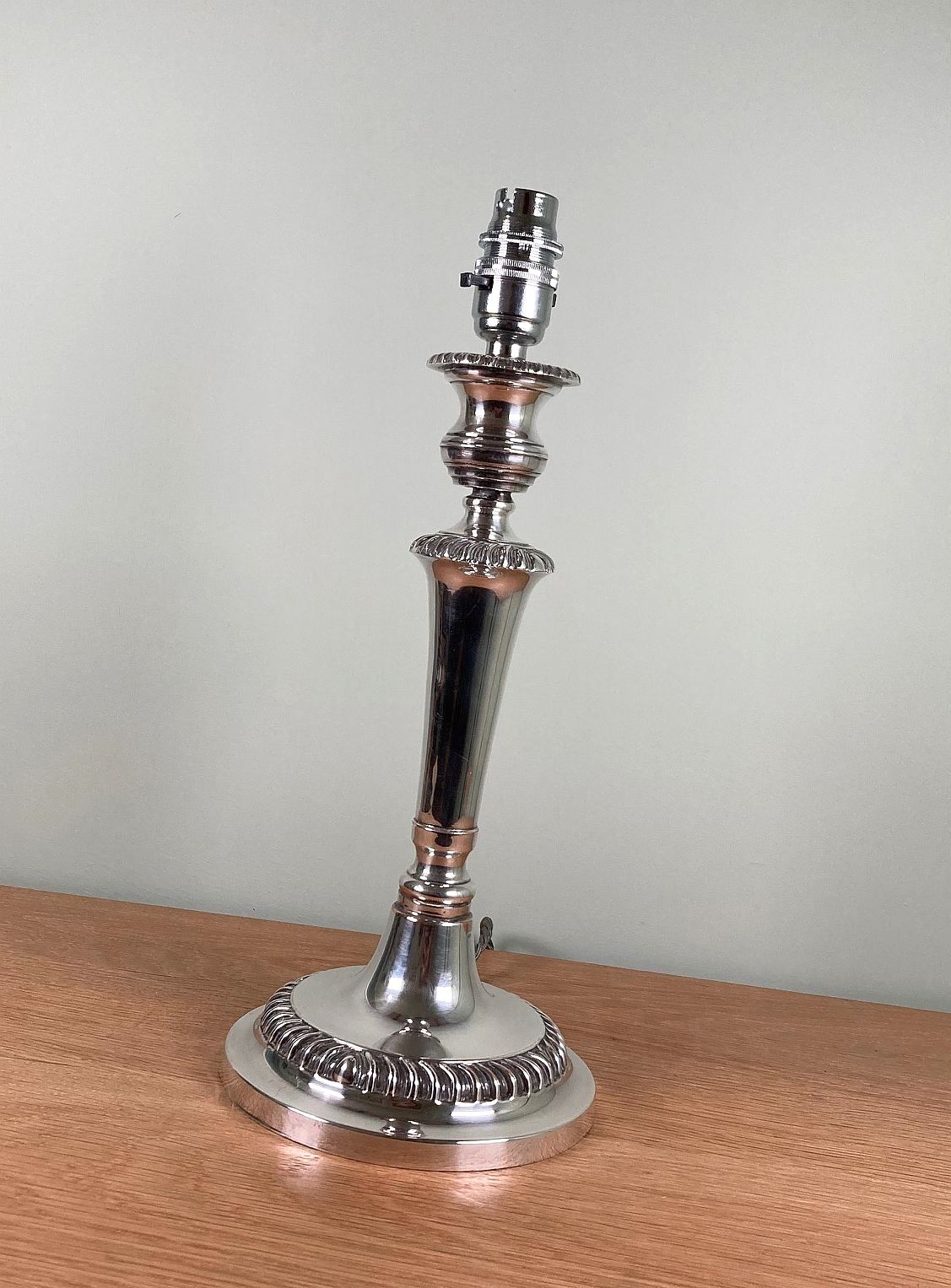 Antique Georgian Style Silver Plated Table Lamp Early 20th Century Rewired