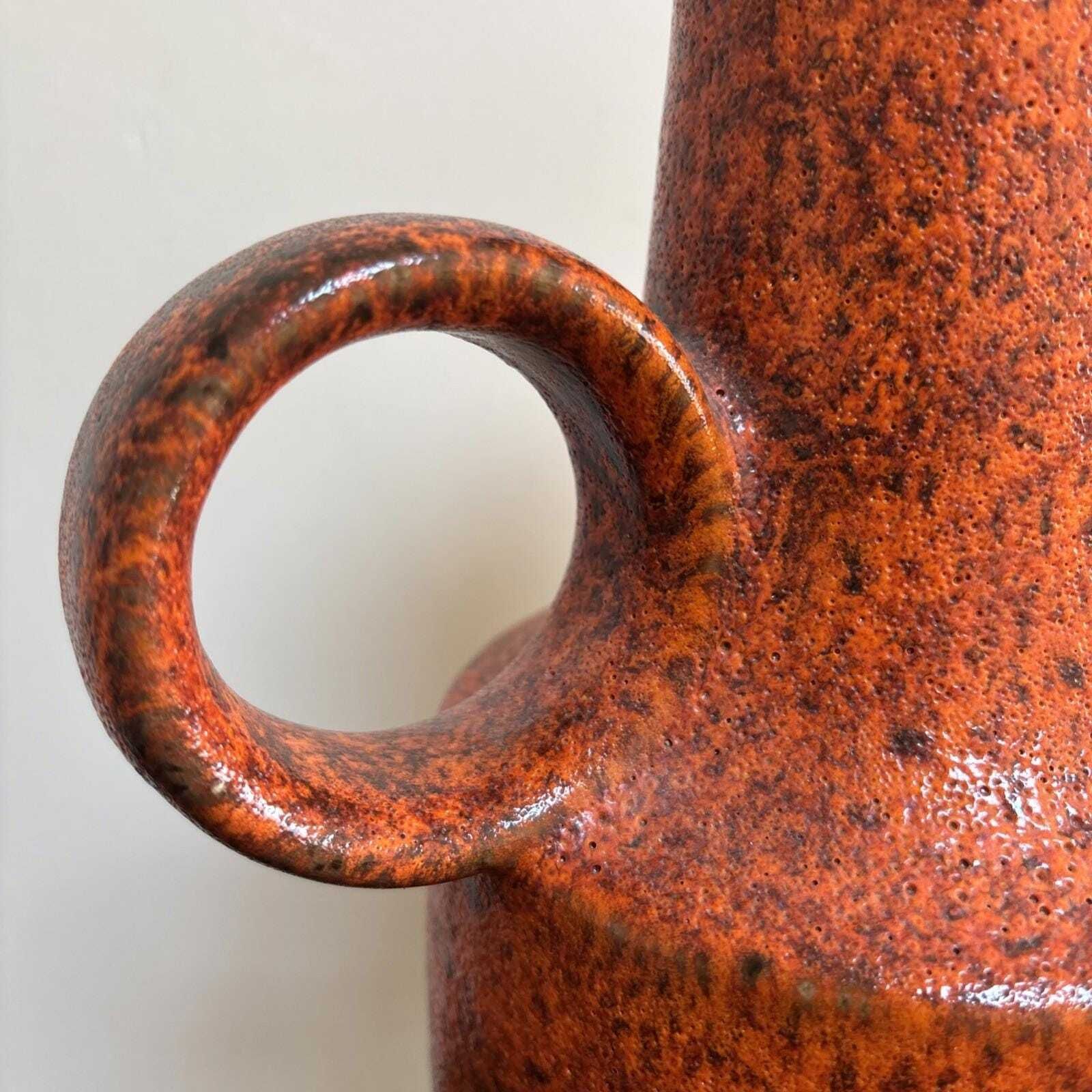 West German Fat Lava Vase, 40cm Tall, Red & Brown Glazed Ceramic, 412  40 photo furniture
