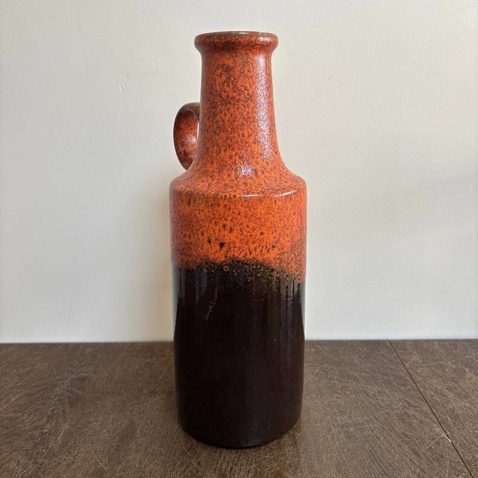 West German Fat Lava Vase, 40cm Tall, Red & Brown Glazed Ceramic, 412  40 photo 95.0