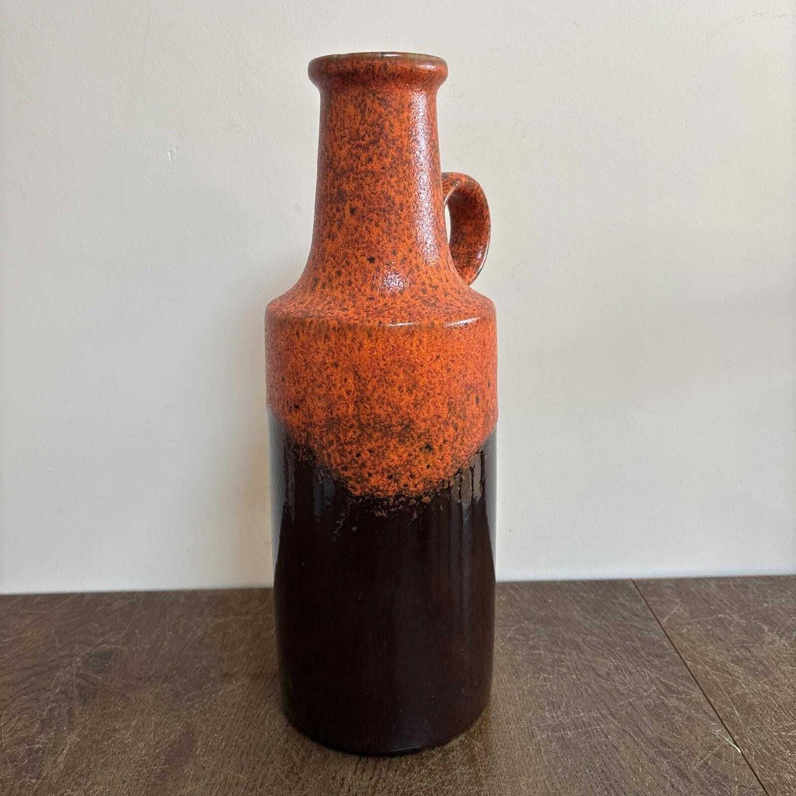 West German Fat Lava Vase, 40cm Tall, Red & Brown Glazed Ceramic, 412  40 photo vinterior