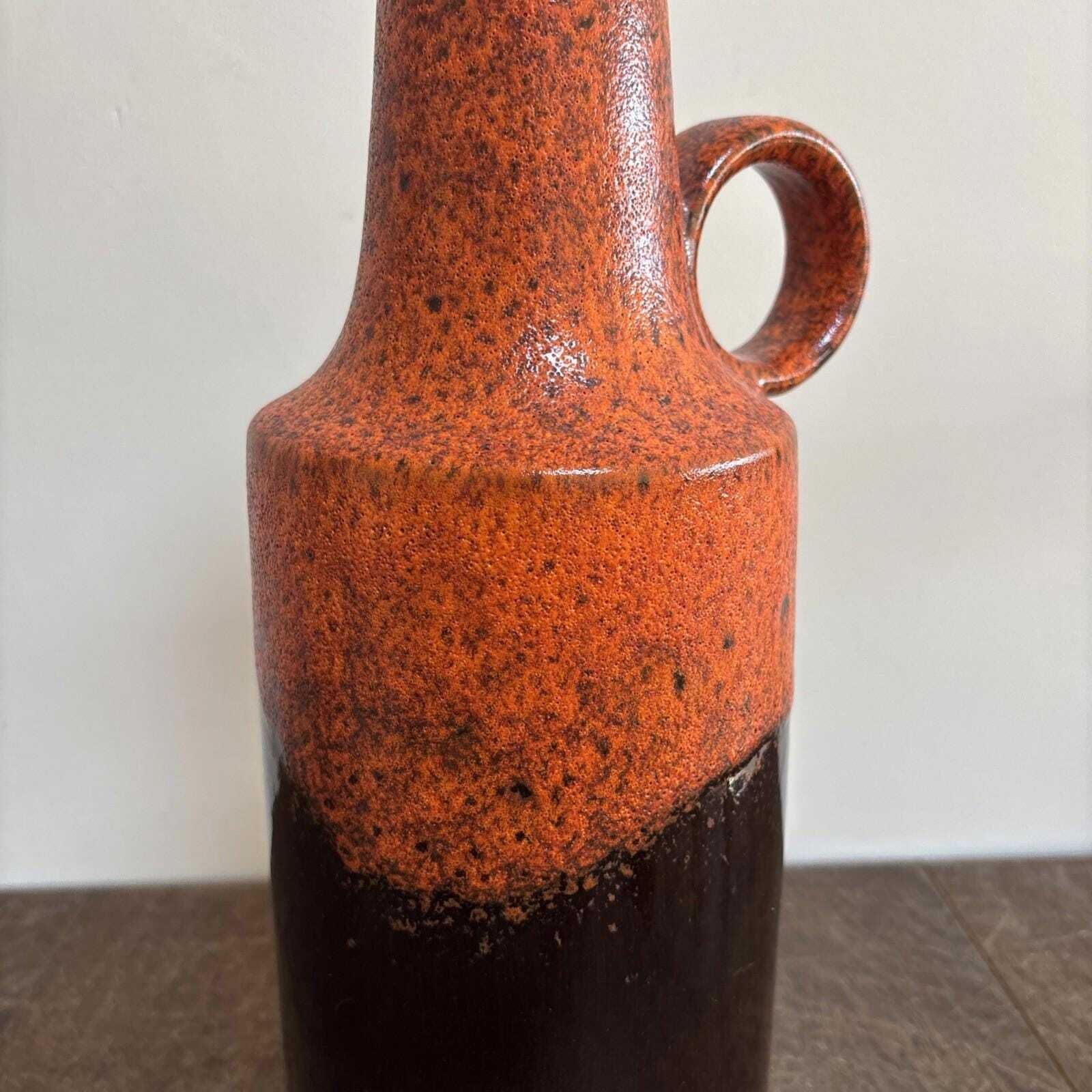 photo furniture West German Fat Lava Vase, 40cm Tall, Red & Brown Glazed Ceramic, 412  40