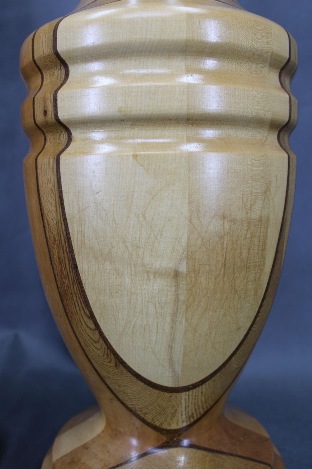 Pair Of Large Czechoslovakian Wooden Vases, Mixed Woods, 1960s photo vintage