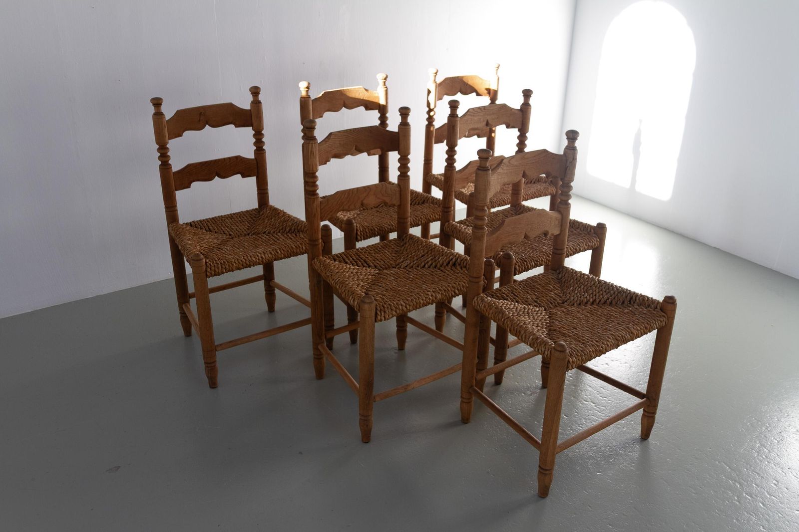 Danish Oak And Seagrass Chairs By Hans Dau, Set Of 6. 1940s. photo Furniture