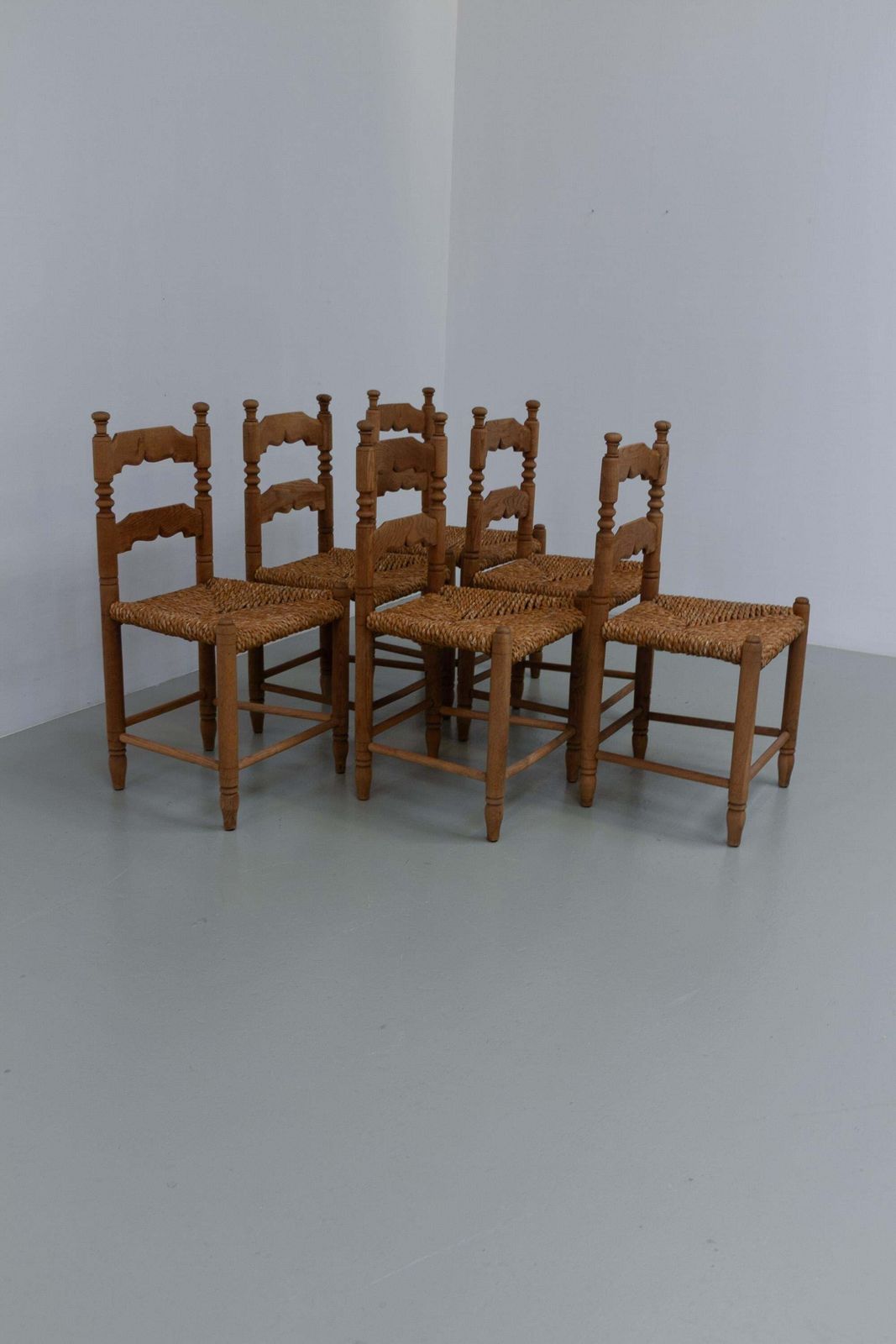 Danish Oak And Seagrass Chairs By Hans Dau, Set Of 6. 1940s. photo 2655.0