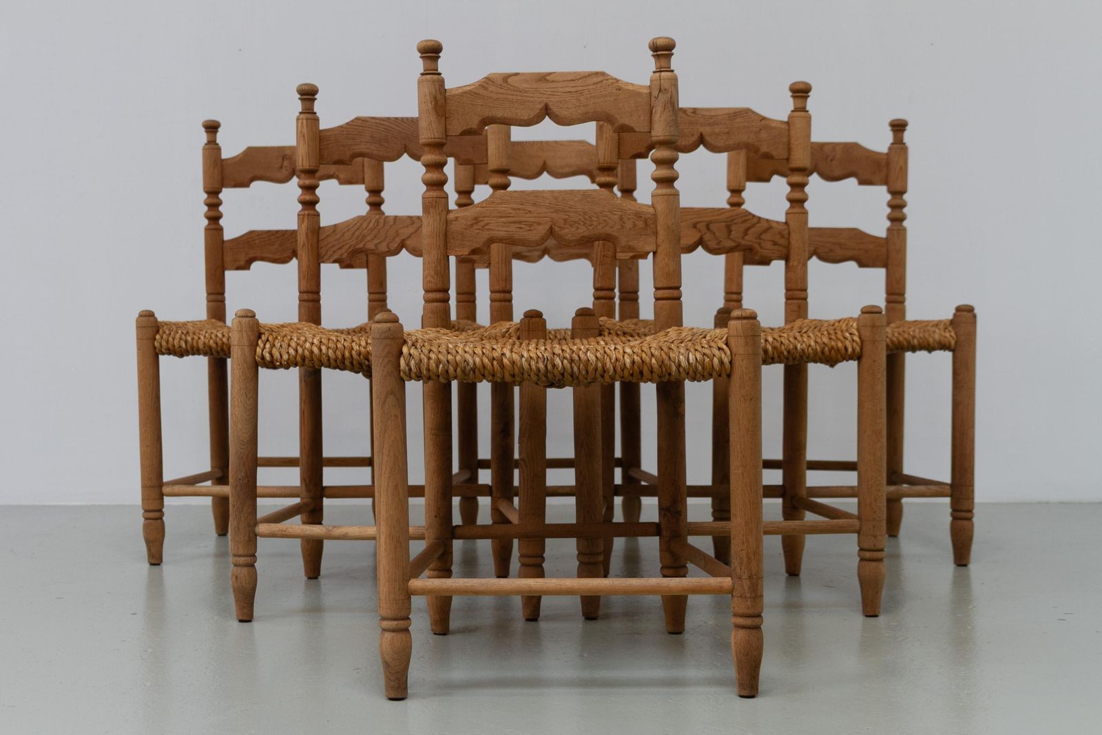 Danish Oak And Seagrass Chairs By Hans Dau, Set Of 6. 1940s. photo vinterior