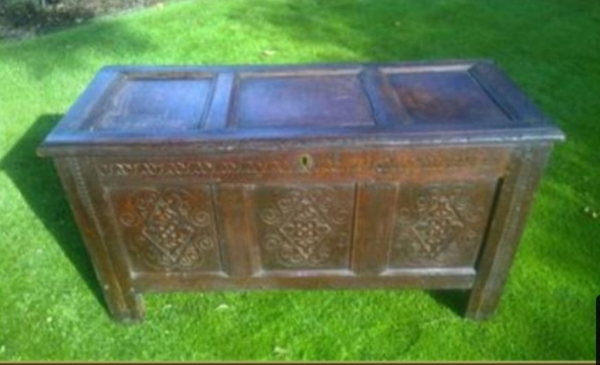 A Splendid Large 17th Century Carved Oak Coffer photo furniture