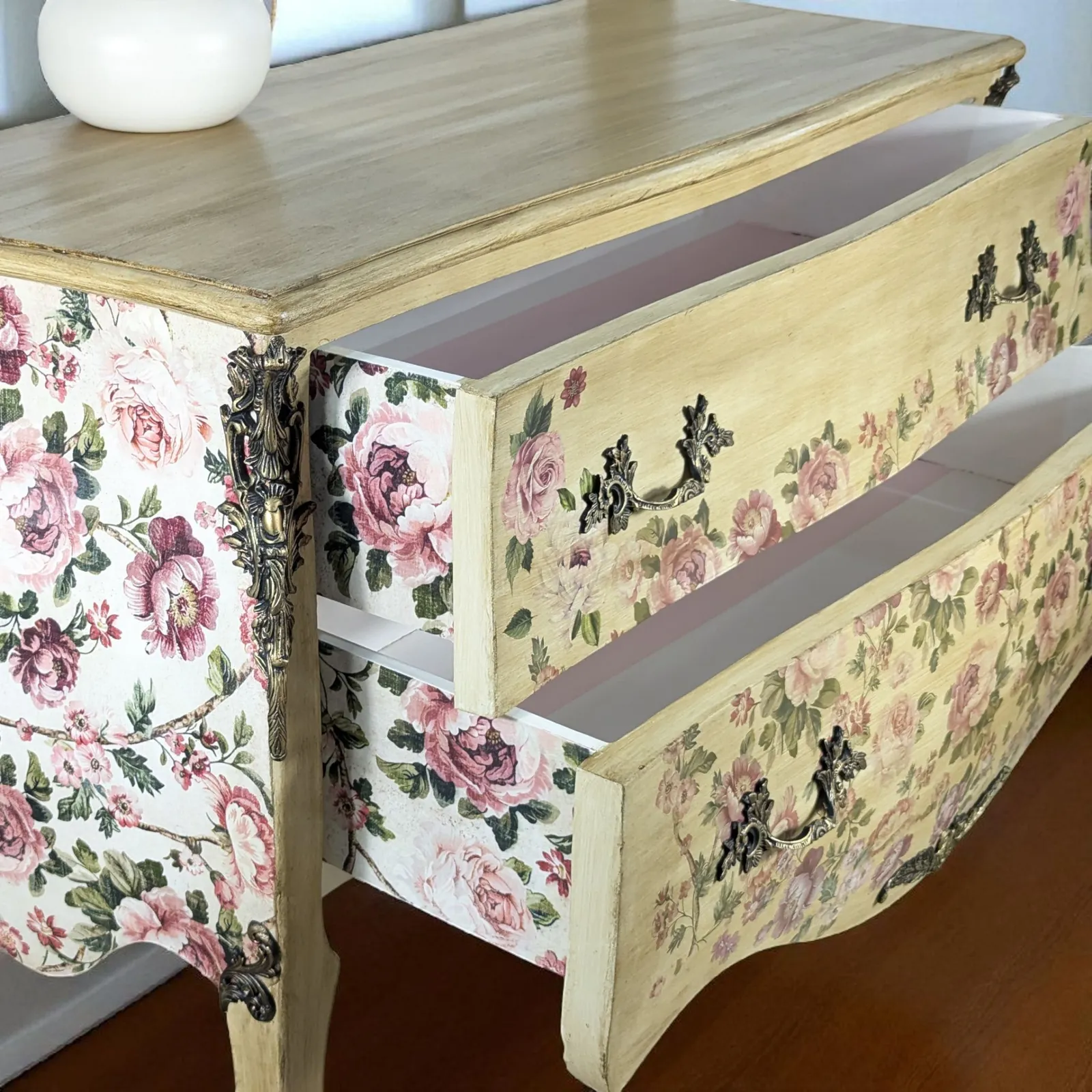 695.0 Vintage French Carved  Large Bombay Chest Of Drawers photo