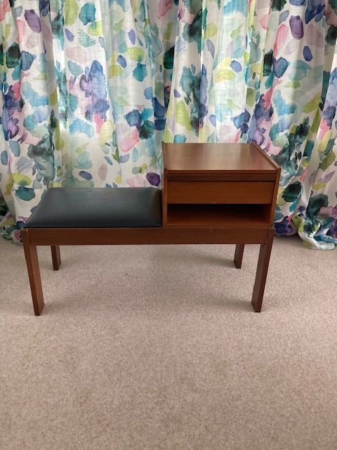Vintage 60's/70's Chippy Telephone Table With Seat photo furniture