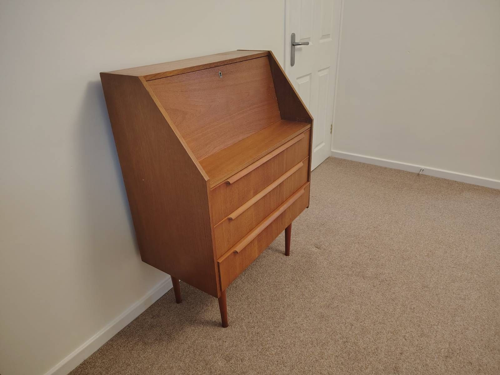 Mid Century Danish Teak Secretary Bureau Desk photo furniture