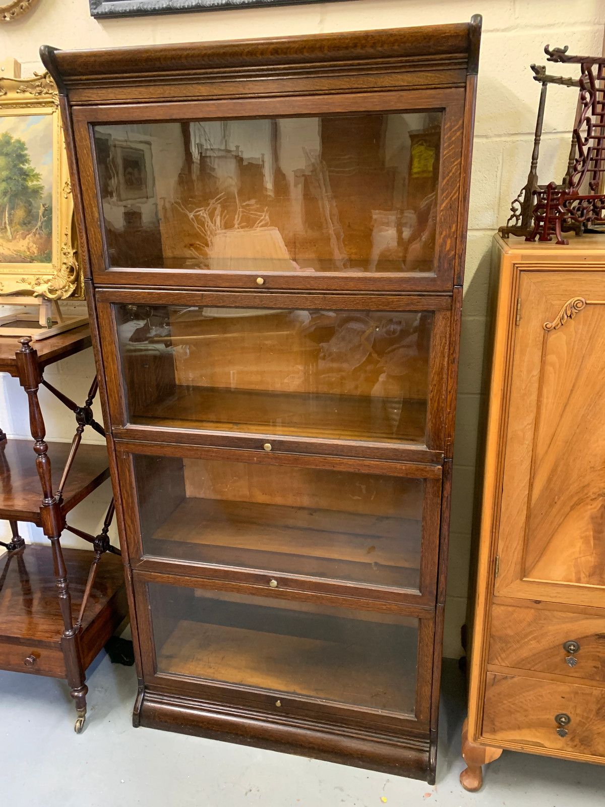 Antique Gunn, Four Stack Waterfall Oak Sectional Barristers Bookcases photo furniture