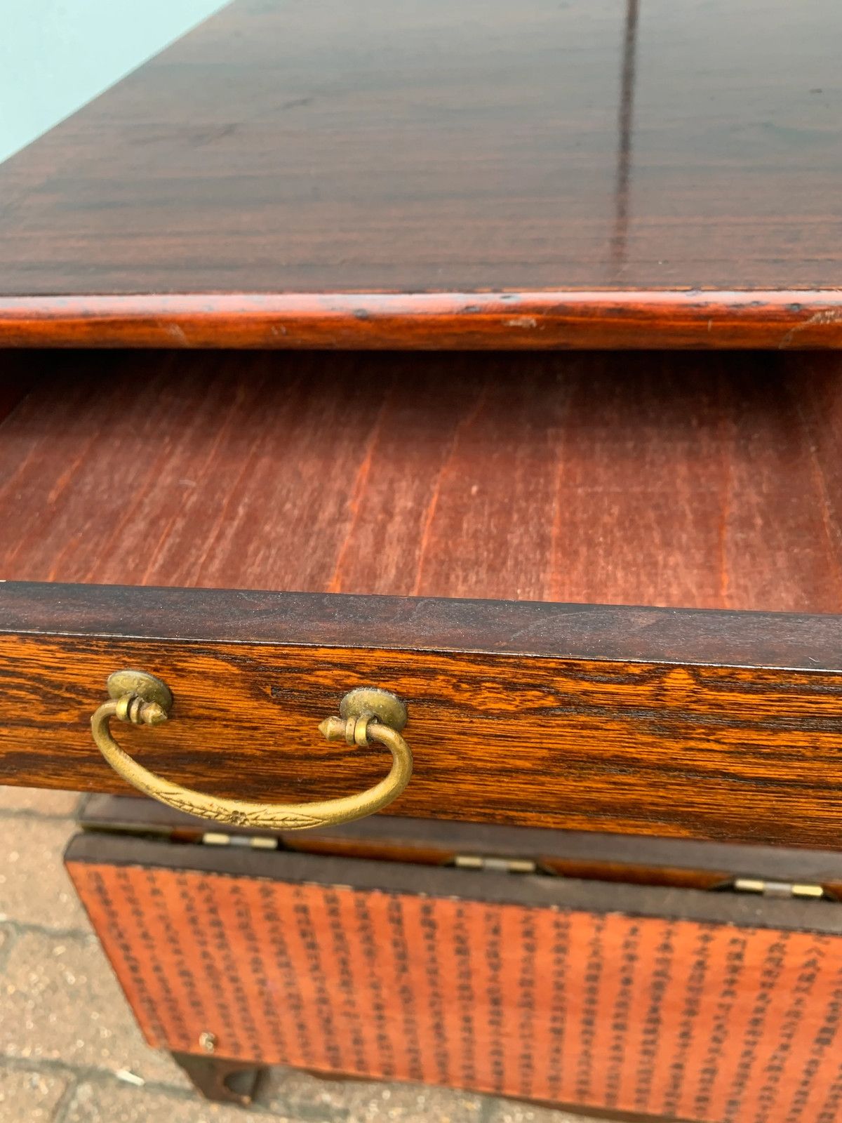 photo for sale Antique Korean Bandaji / Tansu Chest With Working Fish Lock And Hanji