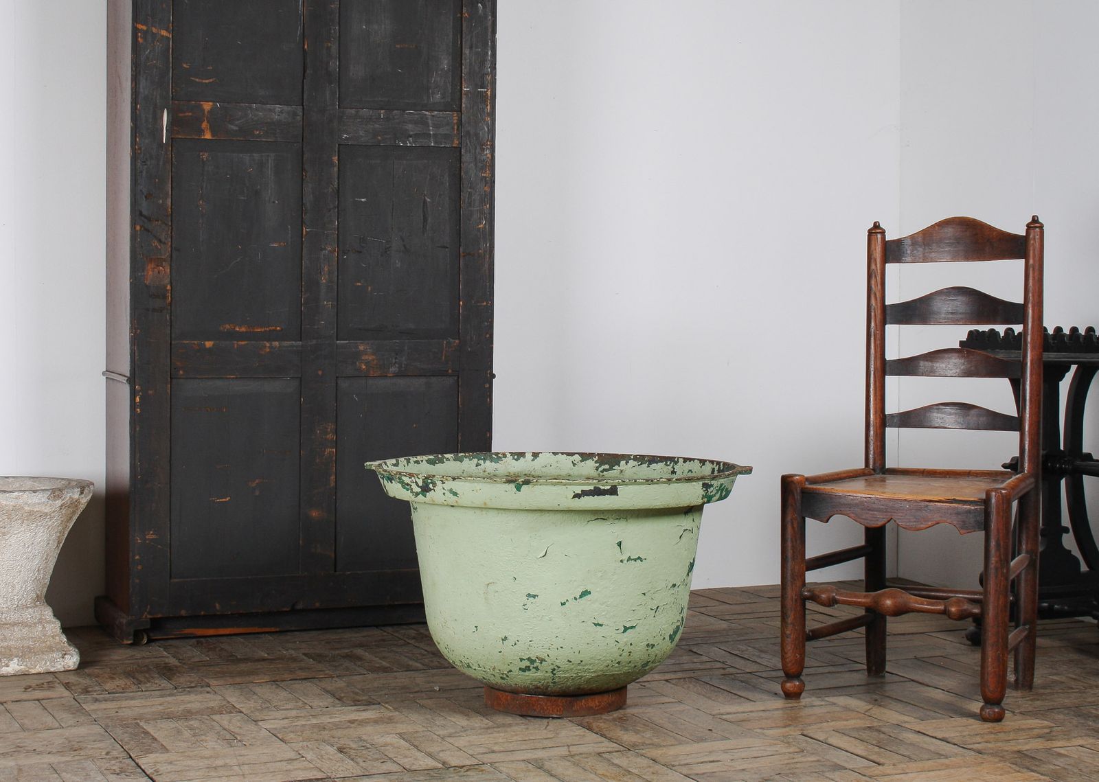 Large Copper Green Painted Cast Iron Cauldron Garden Planter Pot photo buy