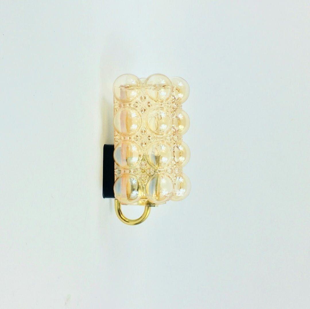Pair Of Mid Century Modern Amber Bubble Glass Wall Lights By Helena Tynell For Limburg, Germany, 1960s photo for sale