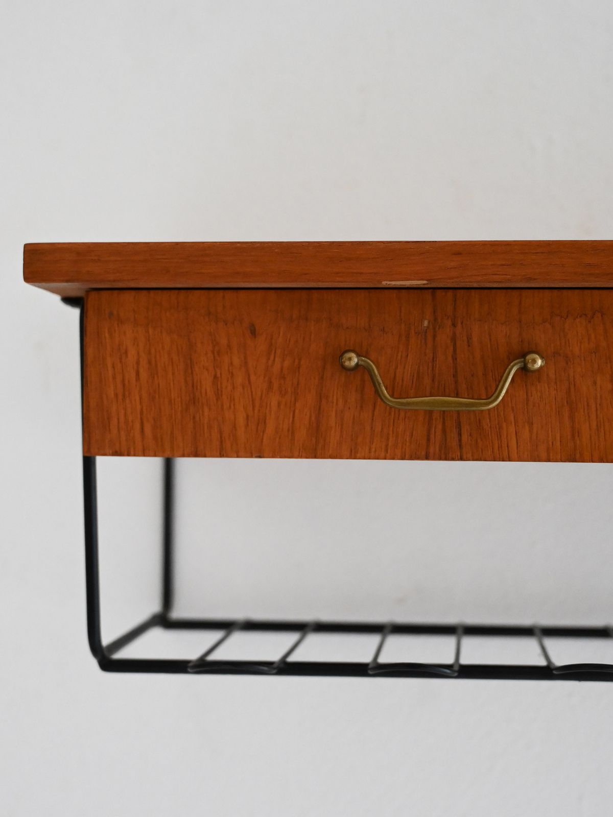 Scandinavian Vintage Teak Wall Mounted Nightstand With Two Drawers photo 470.0