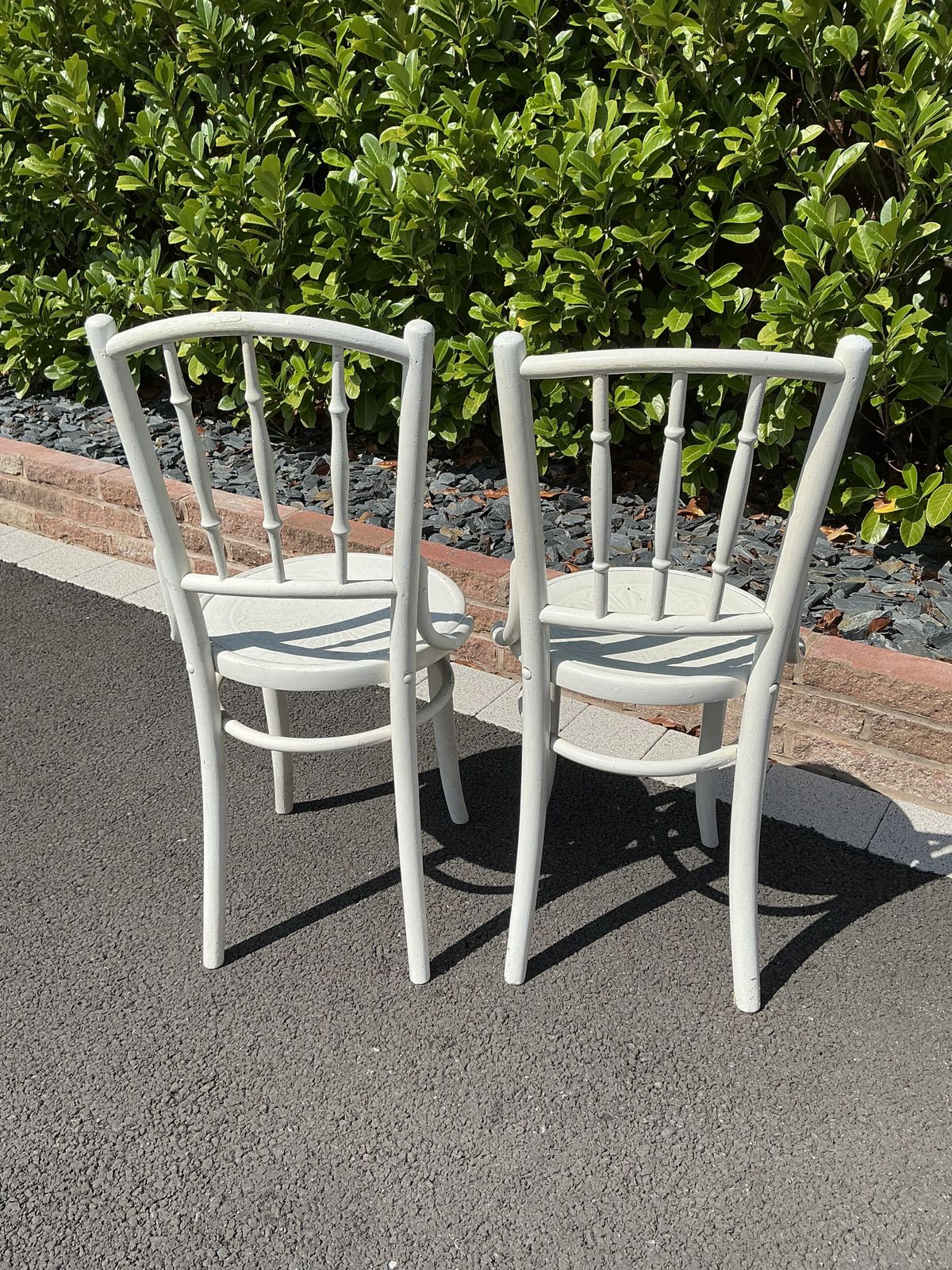 Two Vintage Painted White Bentwood Bistro Chairs Mundus & Kohn In The Style Of Thonet photo furniture