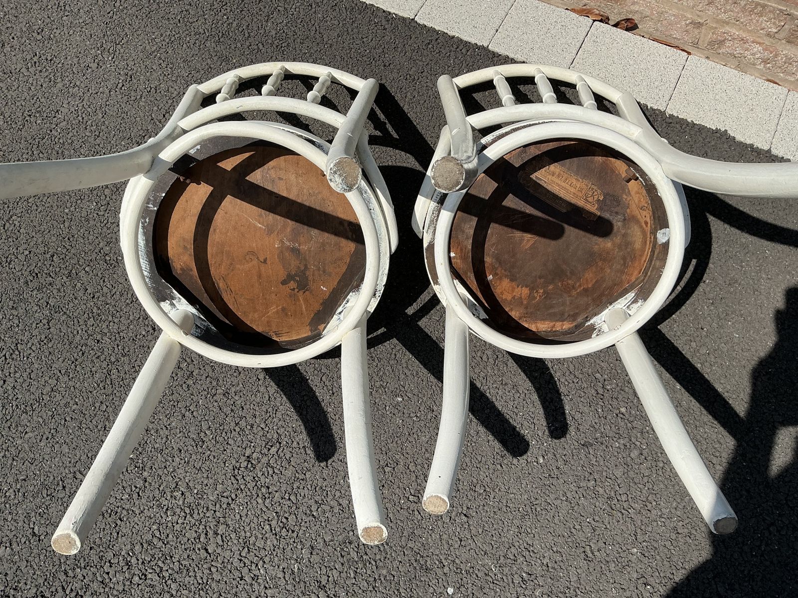 Two Vintage Painted White Bentwood Bistro Chairs Mundus & Kohn In The Style Of Thonet photo Furniture