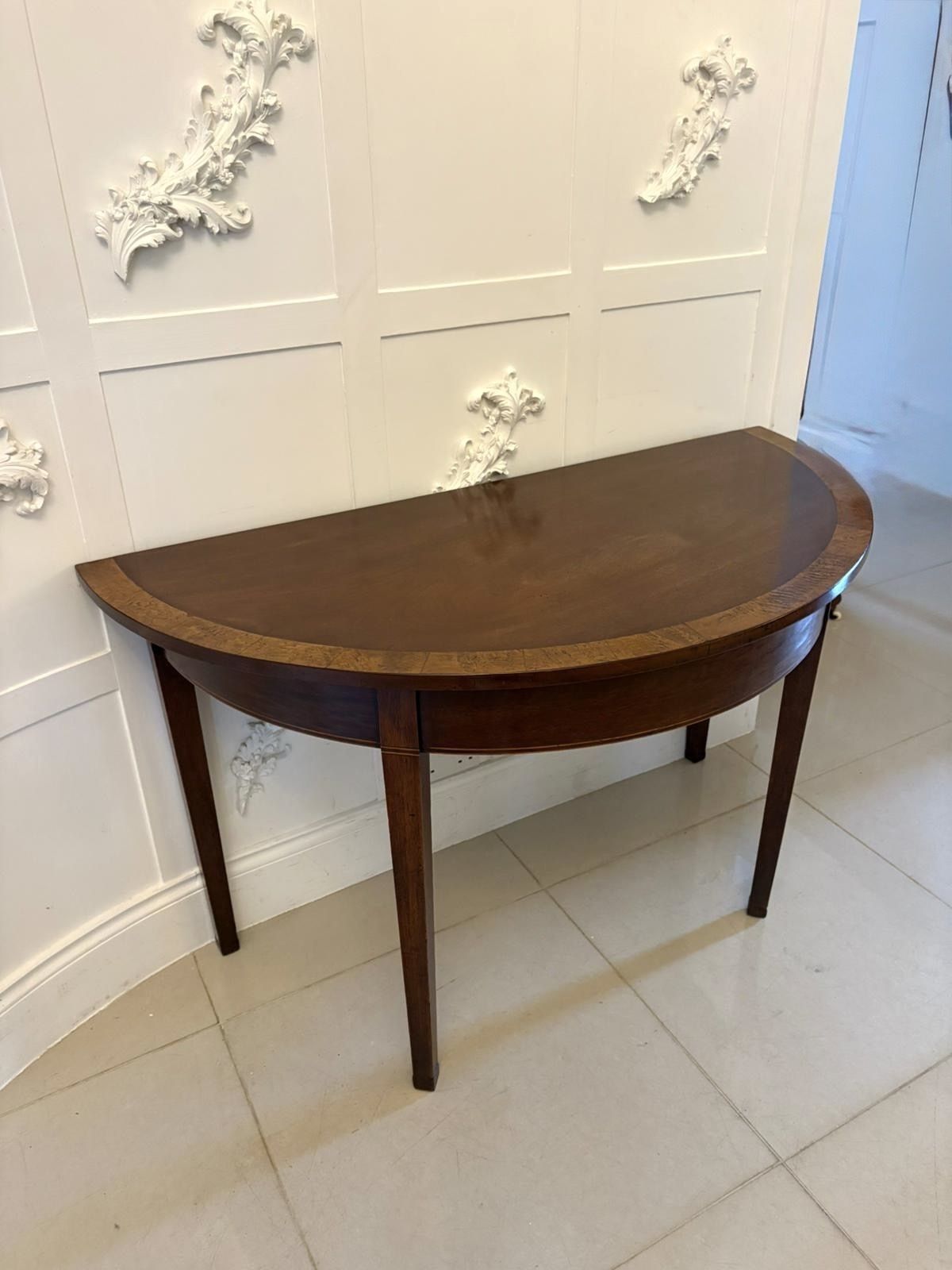 Large Pair Of Antique Quality Figured Mahogany Demi Lune Side Tables photo vintage
