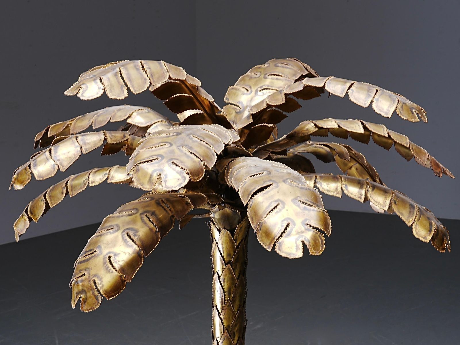 Christian Techoueyres Voor Maison Jansen, Palmlamp In Messing, Frankrijk, Jaren 1970 photo buy