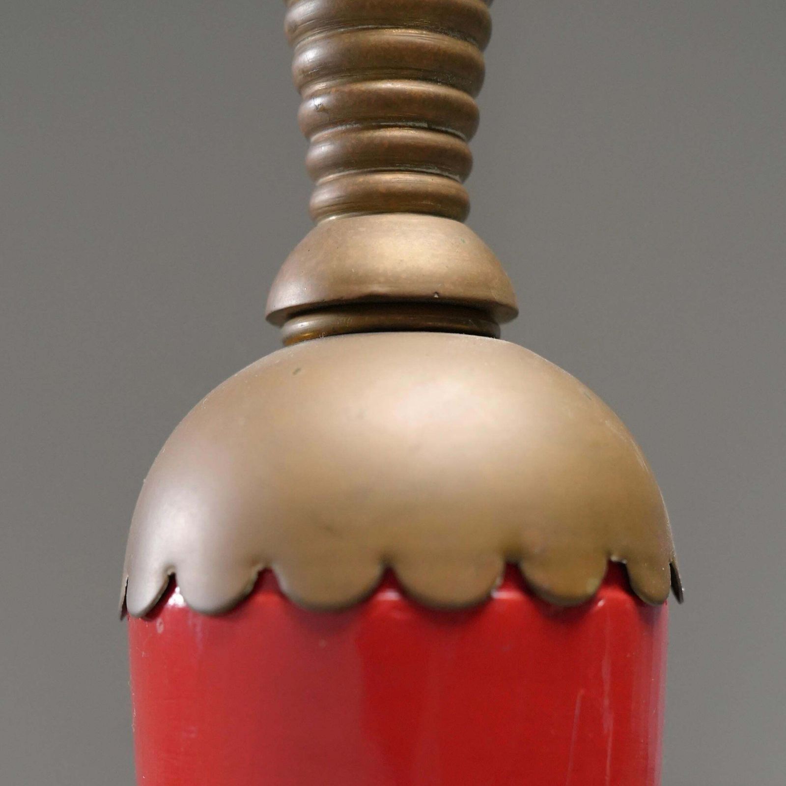 Italian 1950s Floor Lamp With Brass Accents And Original Red Lacquer photo Lighting