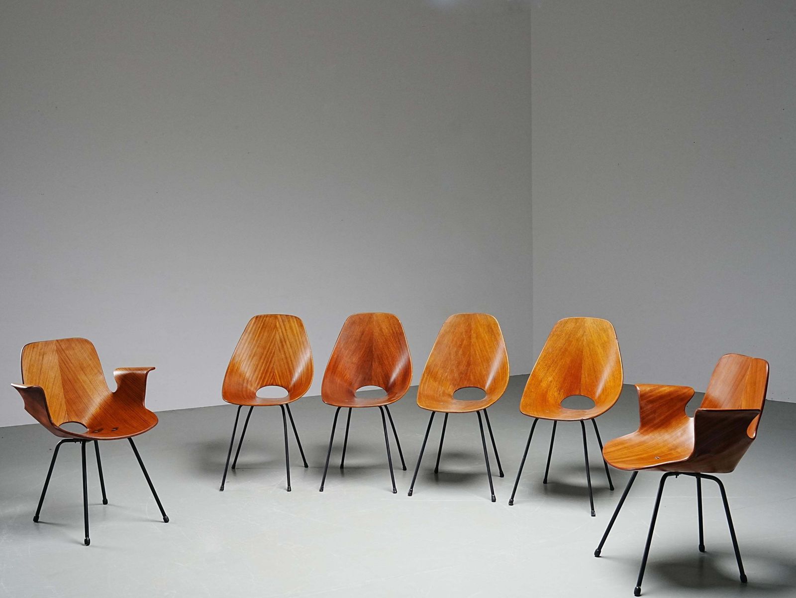 Set Of 6 Medea Dining Chairs (2 Armchairs) By Vittorio Nobile, Italy, 1950's photo for sale