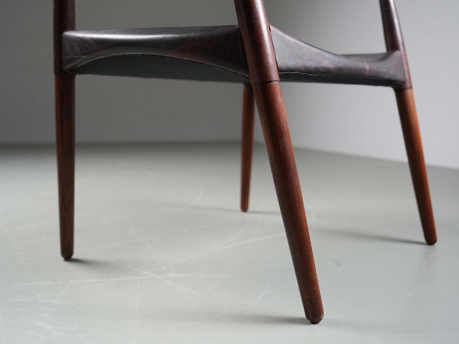 photo buy Armchair In Leather And Teak By Larsen And Bender For Willy Beck, Denmark, 1950