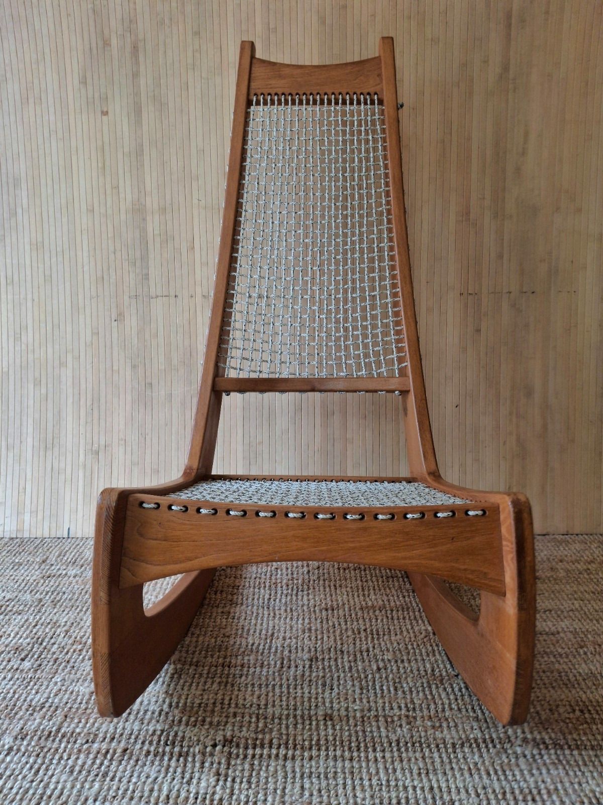 Fab Vintage 1970s Jeremy Broun Studio High Backed Rocking Chair Ash? Blonde Wood photo furniture