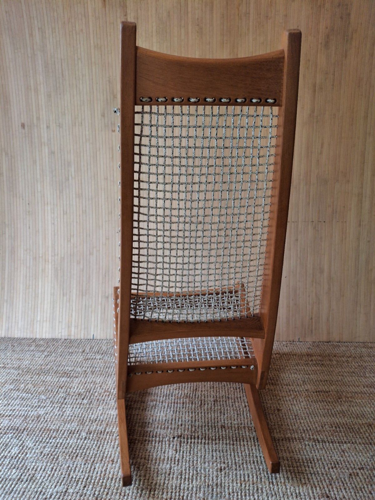 photo for sale Fab Vintage 1970s Jeremy Broun Studio High Backed Rocking Chair Ash? Blonde Wood