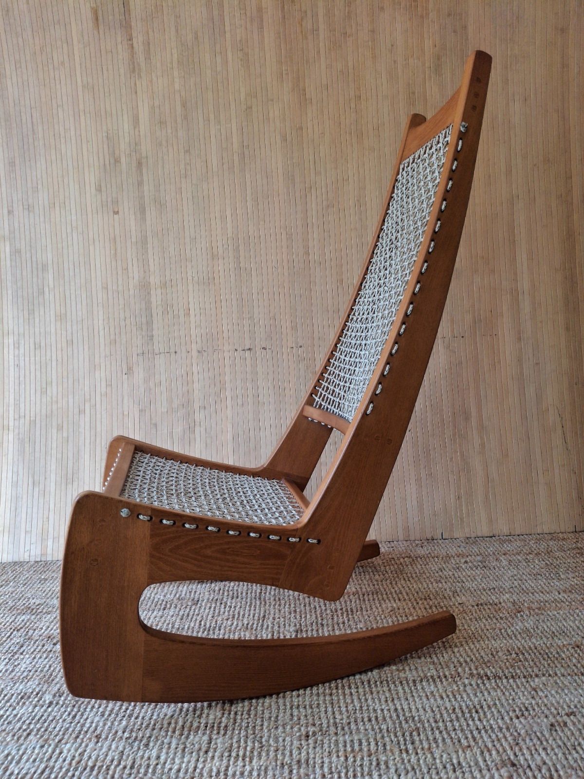 5000.0 Fab Vintage 1970s Jeremy Broun Studio High Backed Rocking Chair Ash? Blonde Wood photo