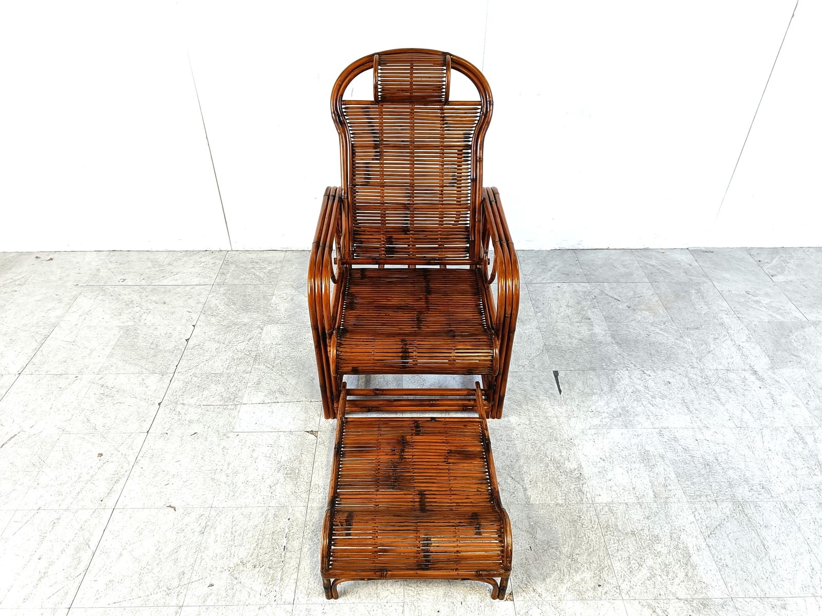 Mid Century Rattan And Bamboo Garden Chair, 1950s photo vinterior