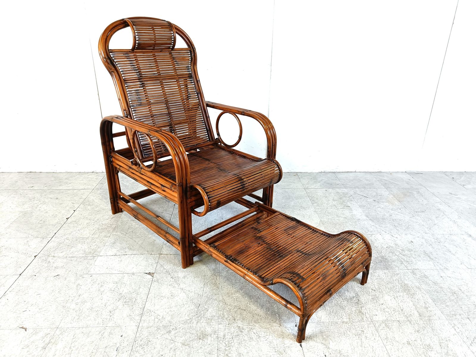 Mid Century Rattan And Bamboo Garden Chair, 1950s photo vintage