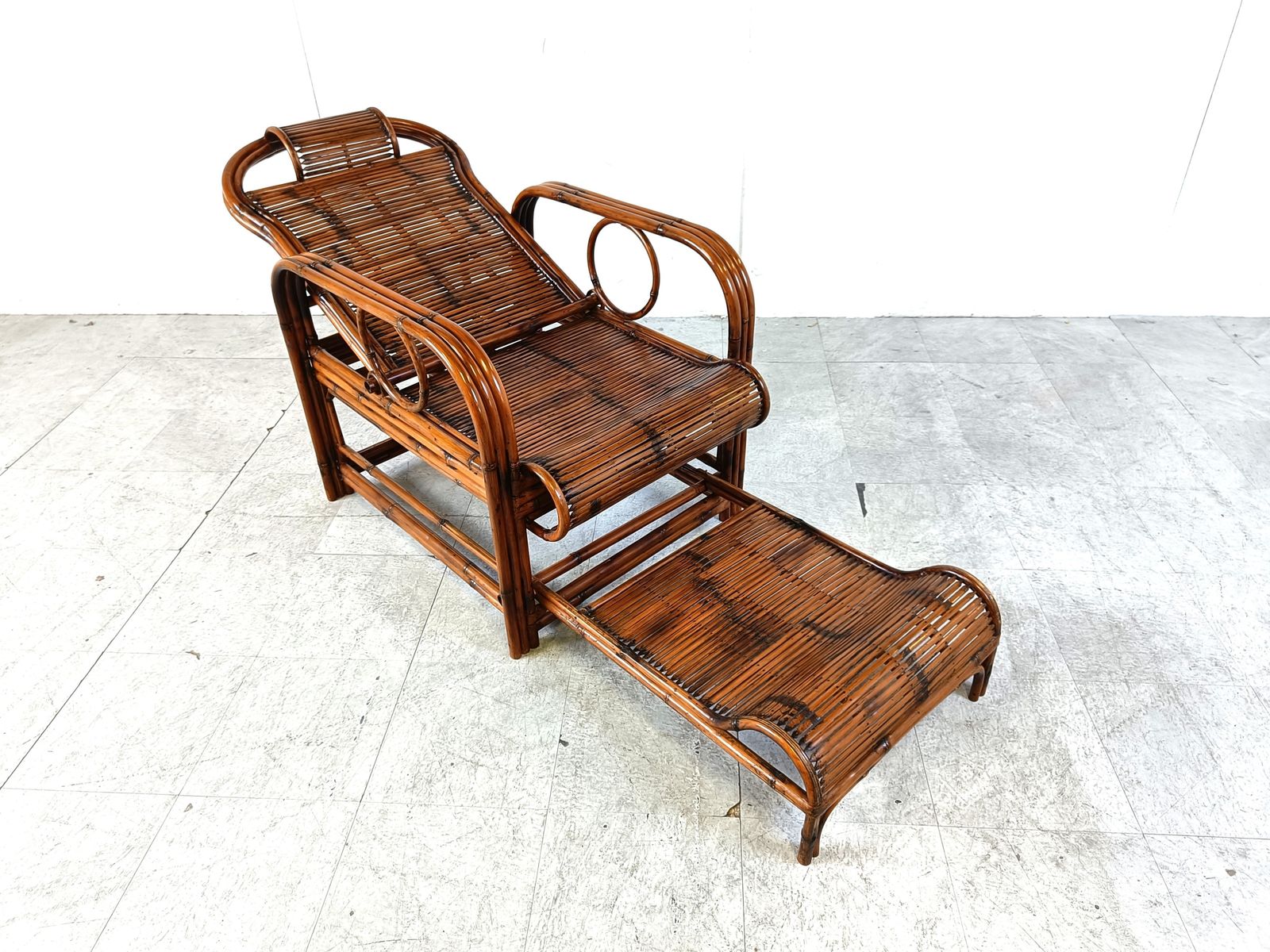 photo vinterior Mid Century Rattan And Bamboo Garden Chair, 1950s