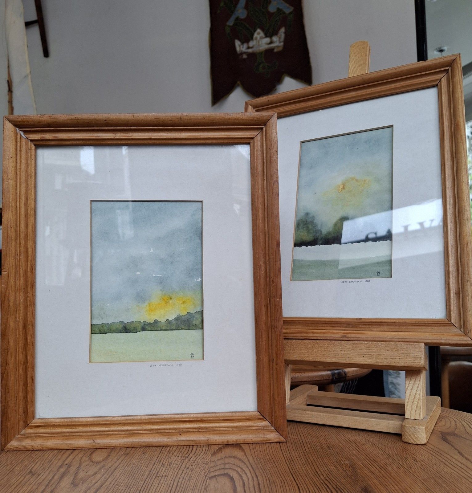 Pair Of Vintage 20th Century Framed Watercolours John Woodcock. photo furniture