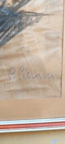 Drawing Piero Pierini (1908  1984) Charcoal Portrait Paper 1960s photo for sale