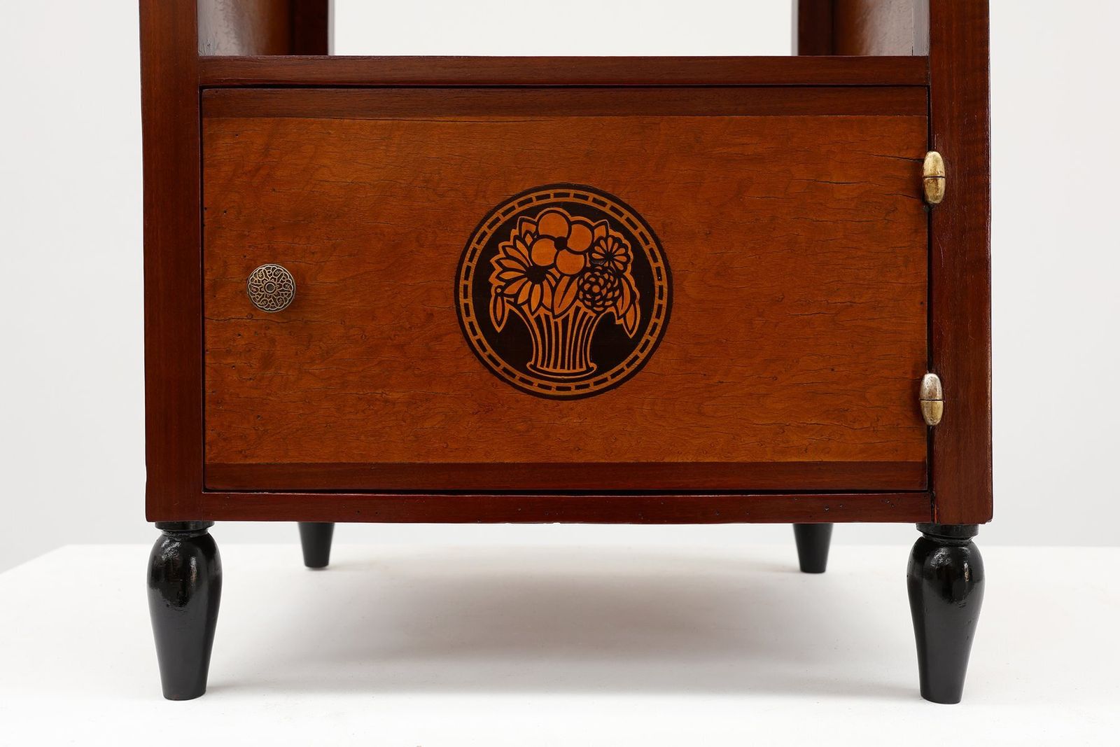 Art Deco Arched Side Table With Storage Unit And Black Marble Top, France, 1920s photo furniture