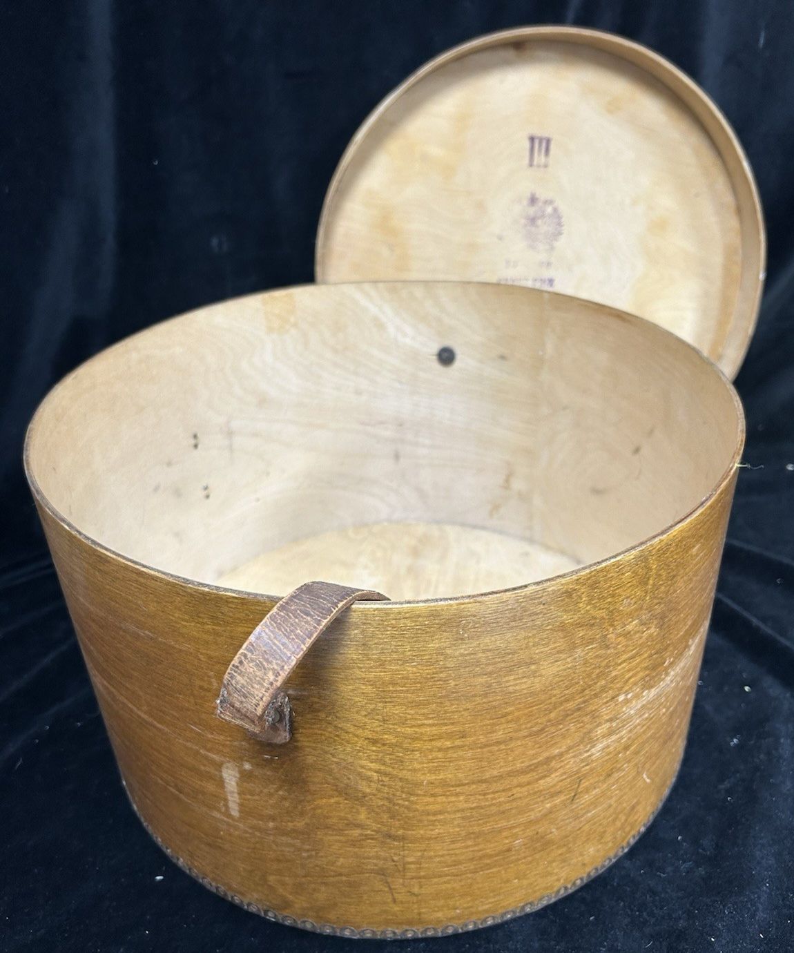 Large 15"  Vintage Plywood Hat Box Grand Prix By Luterma photo buy