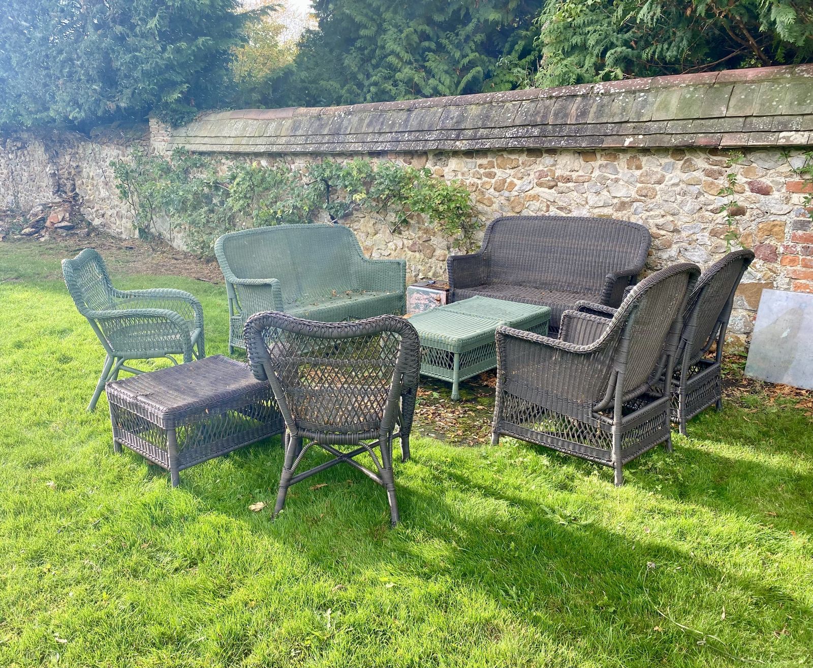 Vintage Wicker Garden Seating Set photo furniture