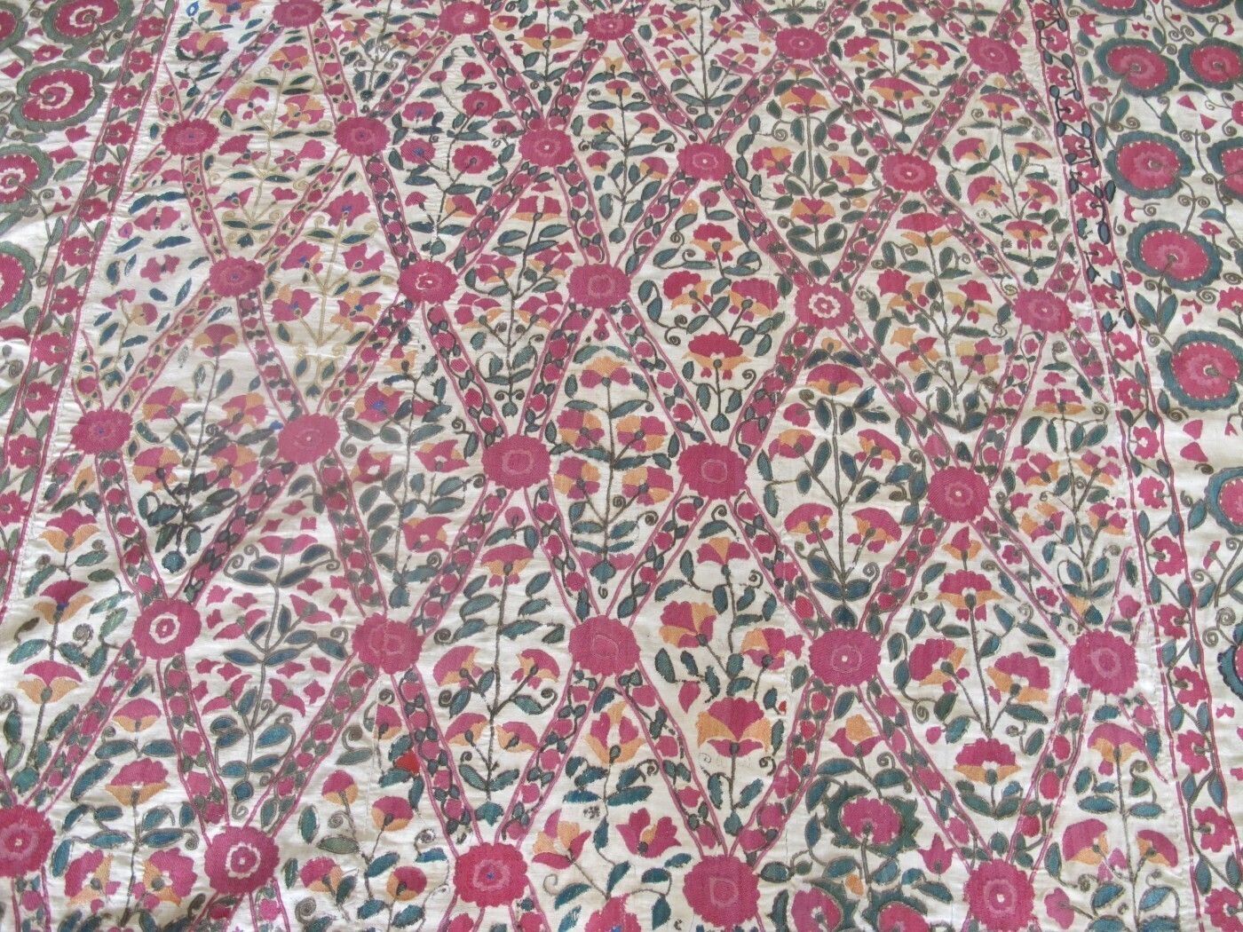 Uratube Suzani, Uzbekistan, Circa 1850, 2.32m X 1.84m photo furniture
