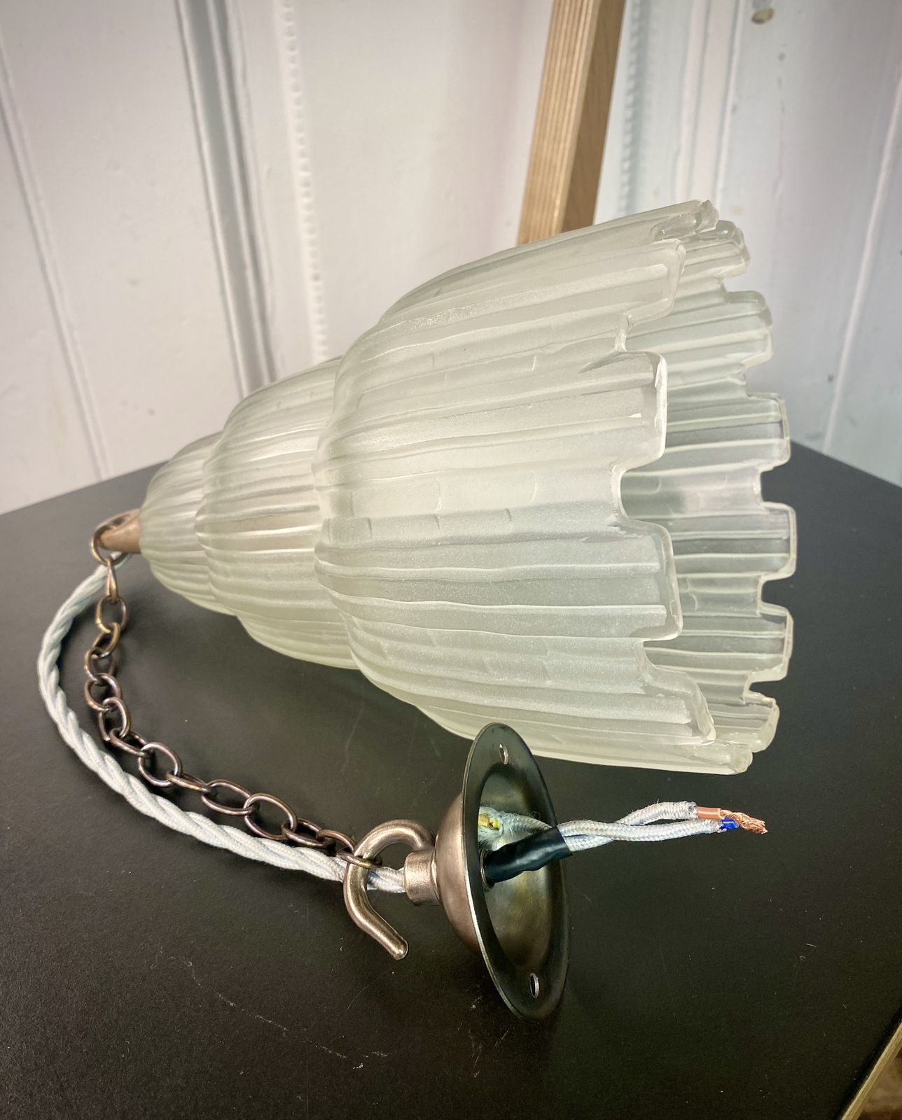 Lighting French Art Deco 'Waterfall' Glass Pendant Light By Sabino. photo