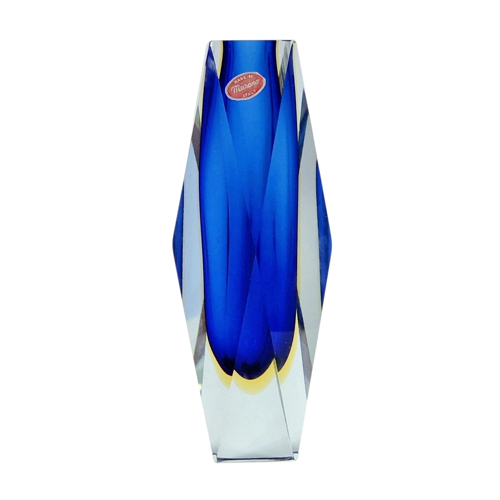 Mid Century Sommerso Murano Glazen Vaas Van Flavio Poli Voor Alessandro Mandruzzato, Italië, Jaren 1970