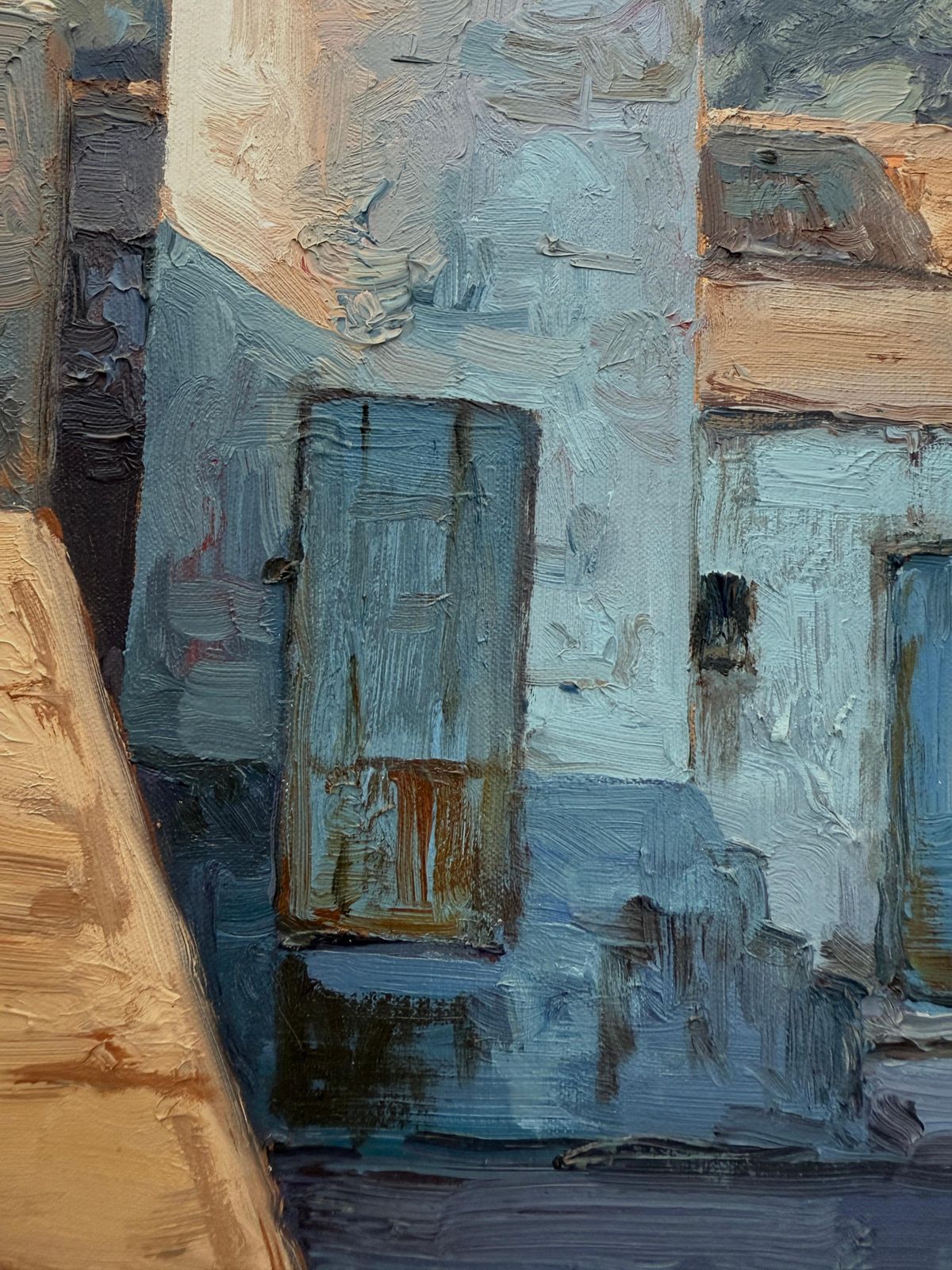 Kiku Poch Mediterranean Lighthouse Oil On Canvas Painting Art Seascape C.2000 photo for sale