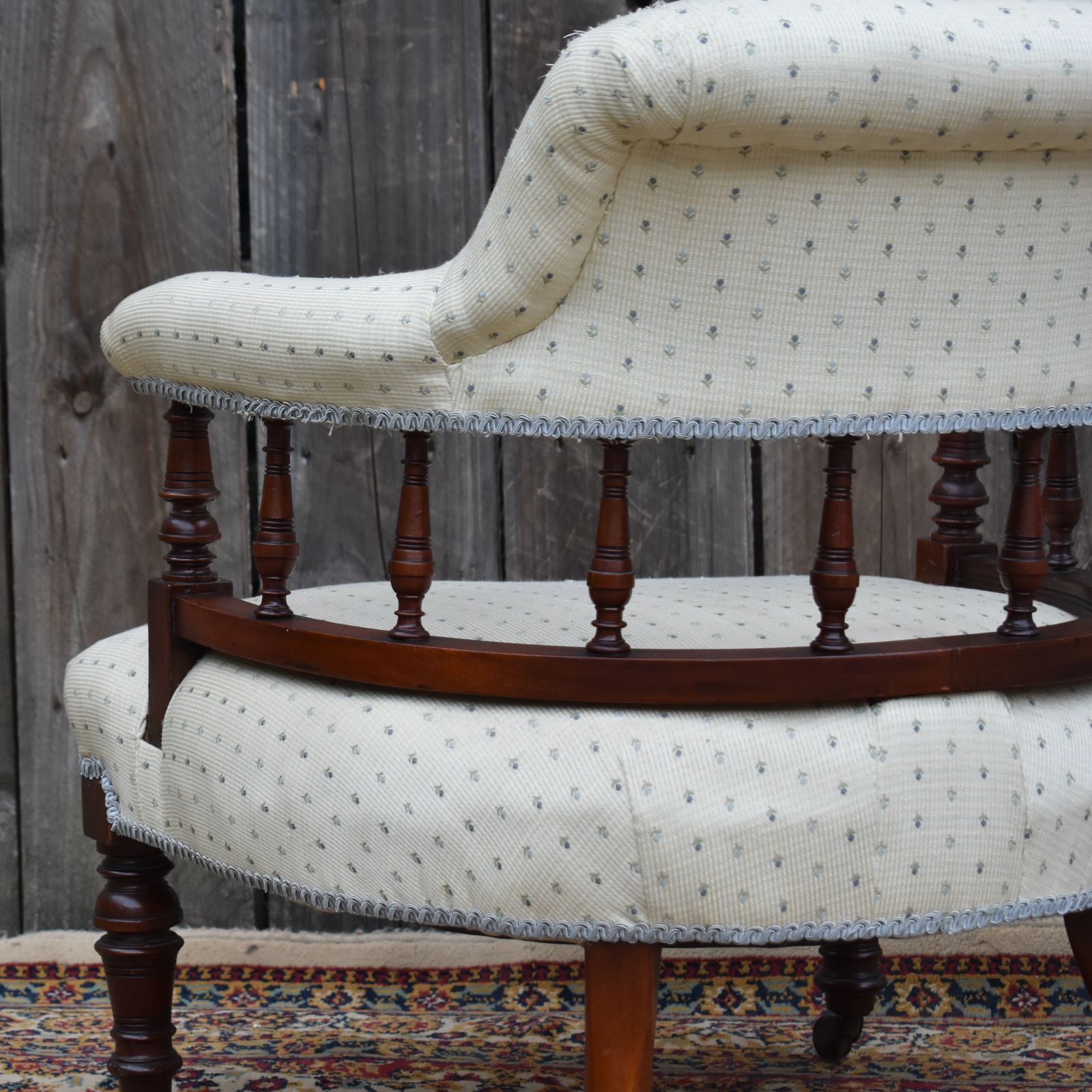 245.0 Antique Victorian Mahogany Hand Turned Spindle Tub Bedroom Nursing Armchair photo