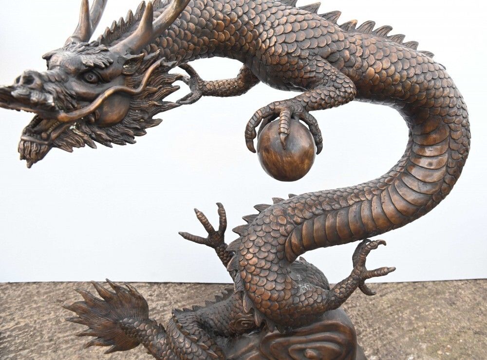 Chinese Bronze Dragon Fountain Garden Water Feature photo vinterior