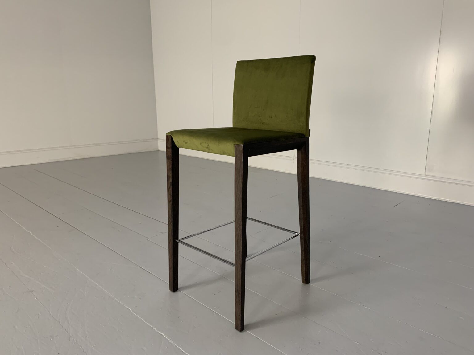 Walter Knoll “Andoo” Bar Stool – In Green Velvet & Walnut