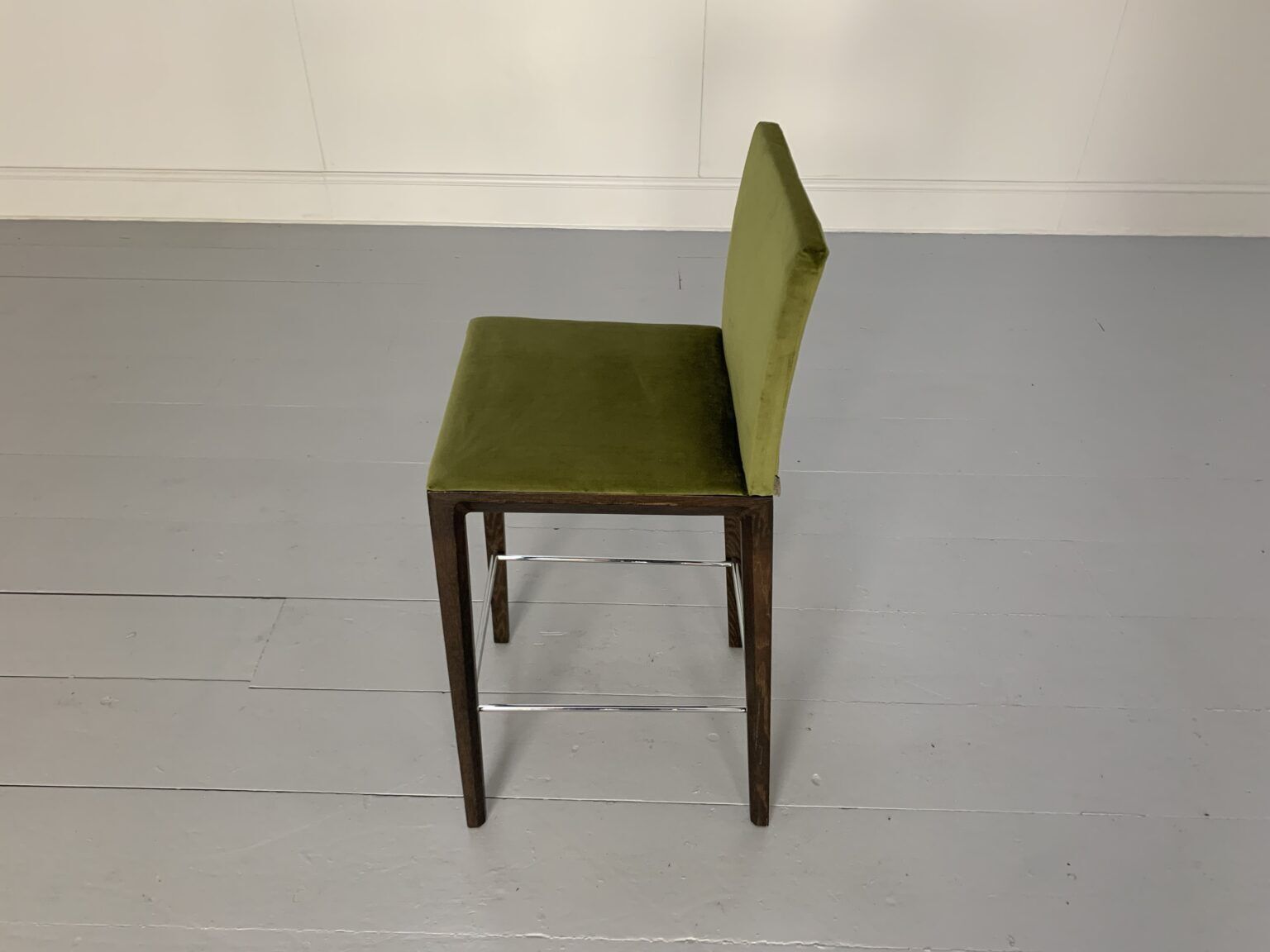 Walter Knoll “Andoo” Bar Stool – In Green Velvet & Walnut photo Furniture
