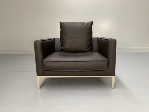 B&B Italia “Simpliciter” Large Armchair – In “Gamma” Dark Brown Leather