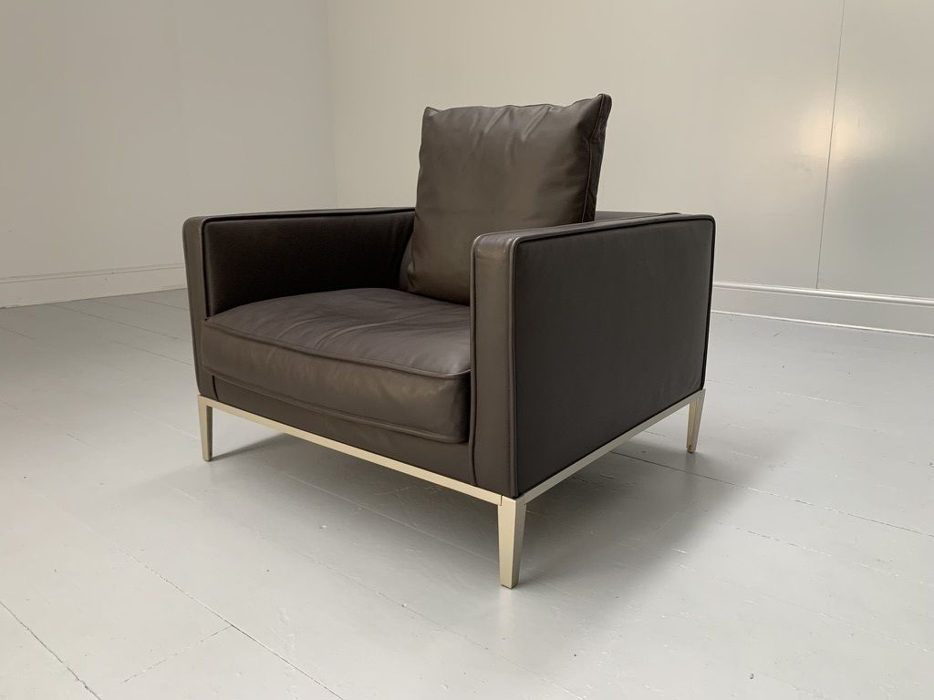 B&B Italia “Simpliciter” Large Armchair – In “Gamma” Dark Brown Leather photo 3400.0