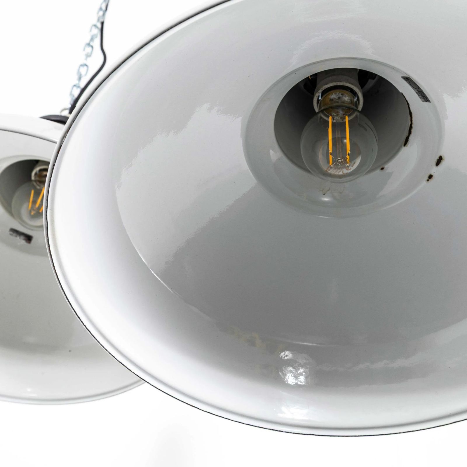 photo furniture 1950’s Thorlux Industrial Enamel Grey Pendant Lamps – 16 Inch
