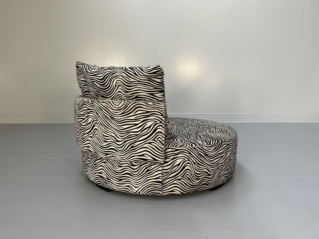 Fendi Casa “Efea” Round Loveseat Chaise Sofa – In Zebra Print Hide photo Furniture