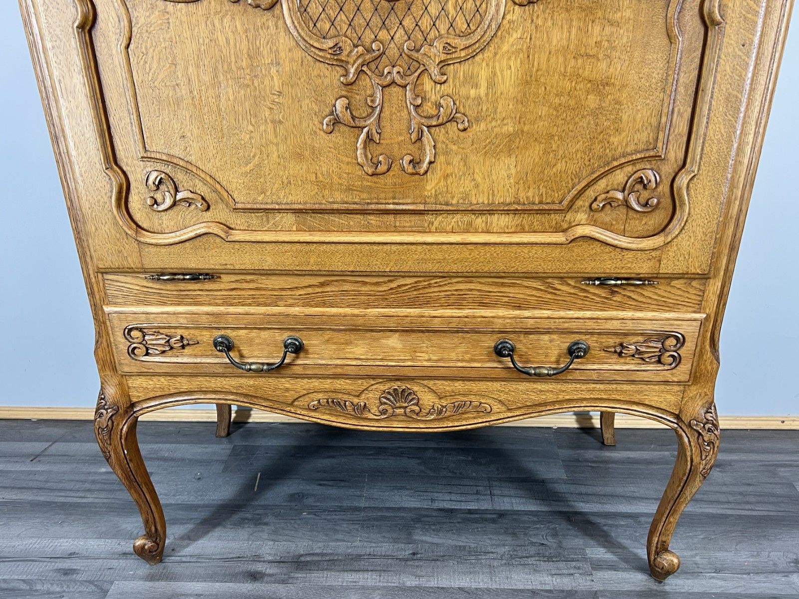 Cabinet Vintage French Louis XVI Style Oak Cupboard With Drawer & Key Lot 4347 photo 399.0