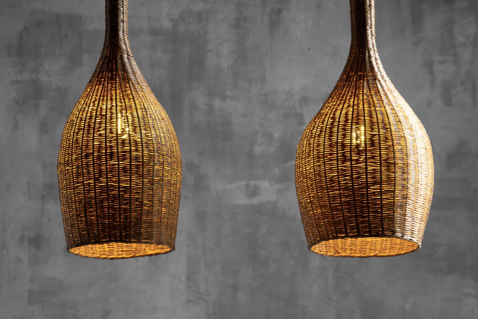 Sculptural Rattan Pendant Lamps, France, 1960s photo furniture